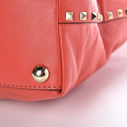 Valentino Garavani Vitello Rockstud Dome Satchel Deep Coral 16 of 16