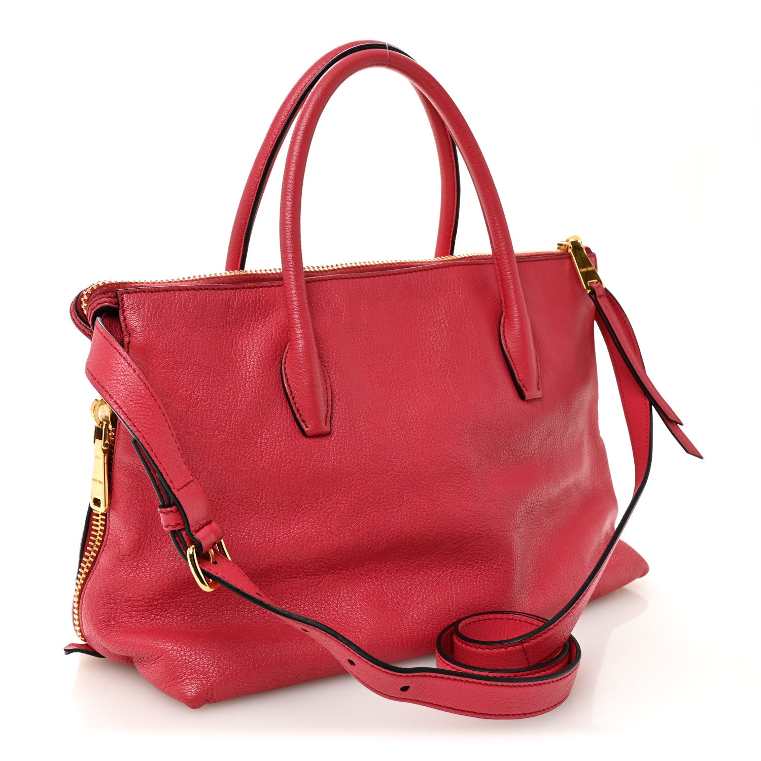 Miu Miu Goatskin Madras Top Handle Bag Fragola 1861549 – FASHIONPHILE