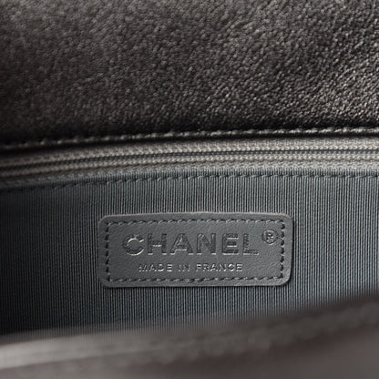 Chanel Metallic Lambskin Perforated New Medium Boy Flap Dark Silver 11 of 13