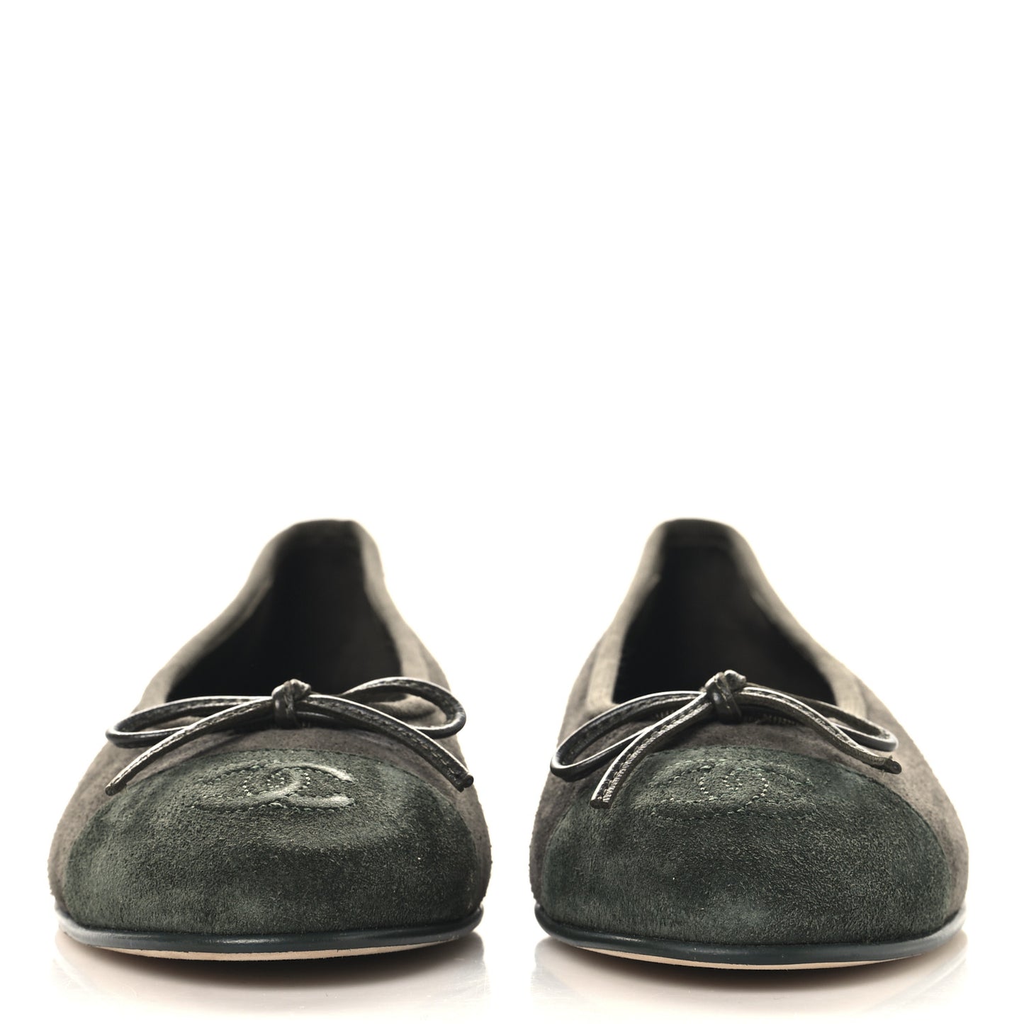 Suede Calfskin Cap Toe CC Ballerina Flats 36 Dark Khaki Dark Green