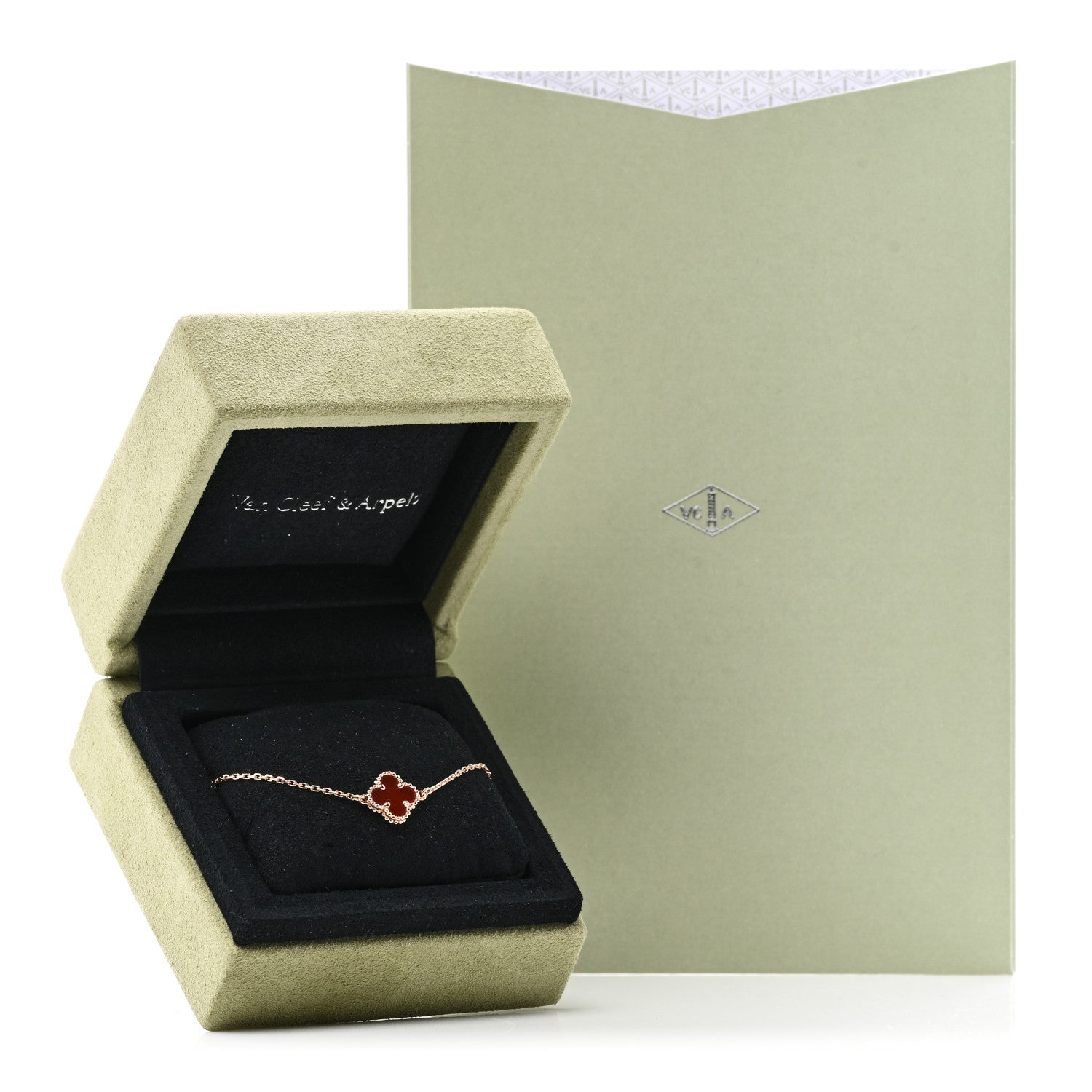 Van Cleef & Arpels 18K Rose Gold Carnelian Sweet Alhambra Bracelet 5 of 5