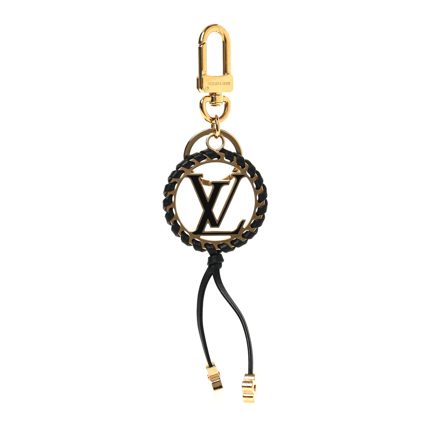 Metal Lambskin Enamel Very Bag Charm Key Holder Black