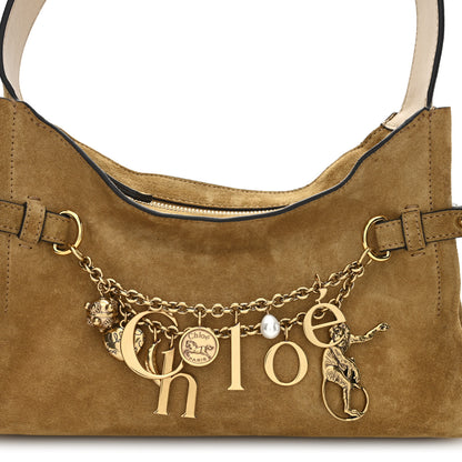 Chloe Suede Charms Hobo Bag Gold Khaki 7 of 9