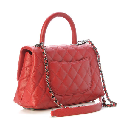 Chanel Caviar Quilted Mini Coco Handle Flap Red 3 of 8
