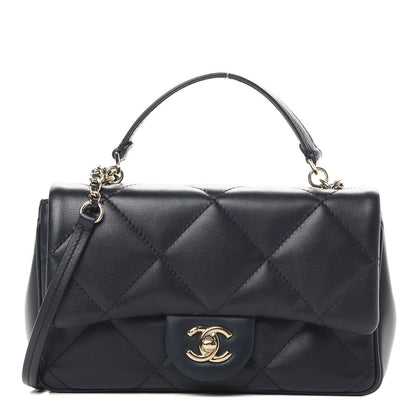 Chanel Lambskin Quilted Small Easy Carry Flap Navy 1 of 11