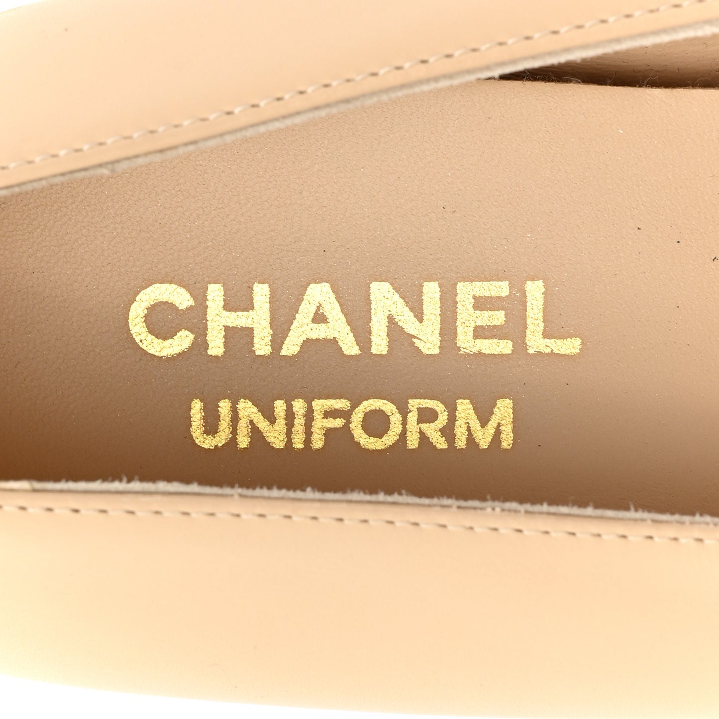 Lambskin Cap Toe CC Uniform Ballerina Flats 40 Beige Black