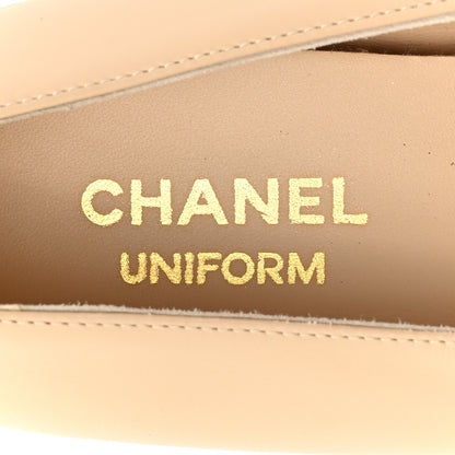 Chanel Lambskin Cap Toe CC Uniform Ballerina Flats 40 Beige Black 7 of 12