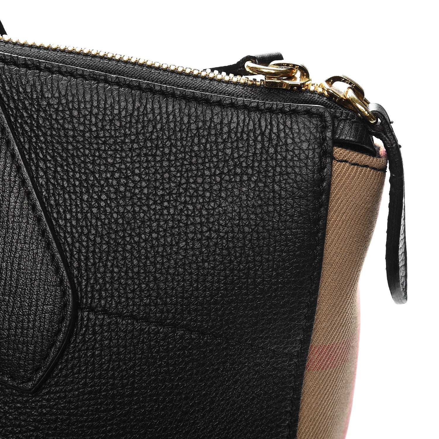 Burberry Derby Calfskin House Check Medium Welburn Tote Black 9 of 14