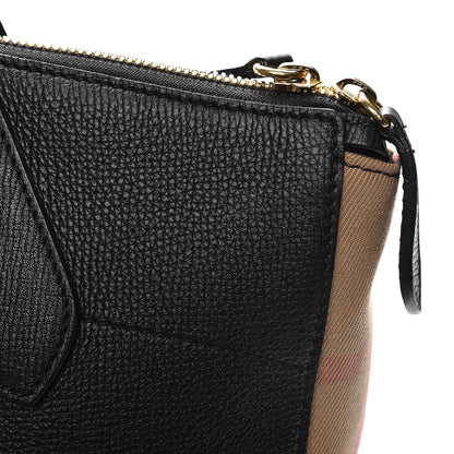 Burberry Derby Calfskin House Check Medium Welburn Tote Black 9 of 14