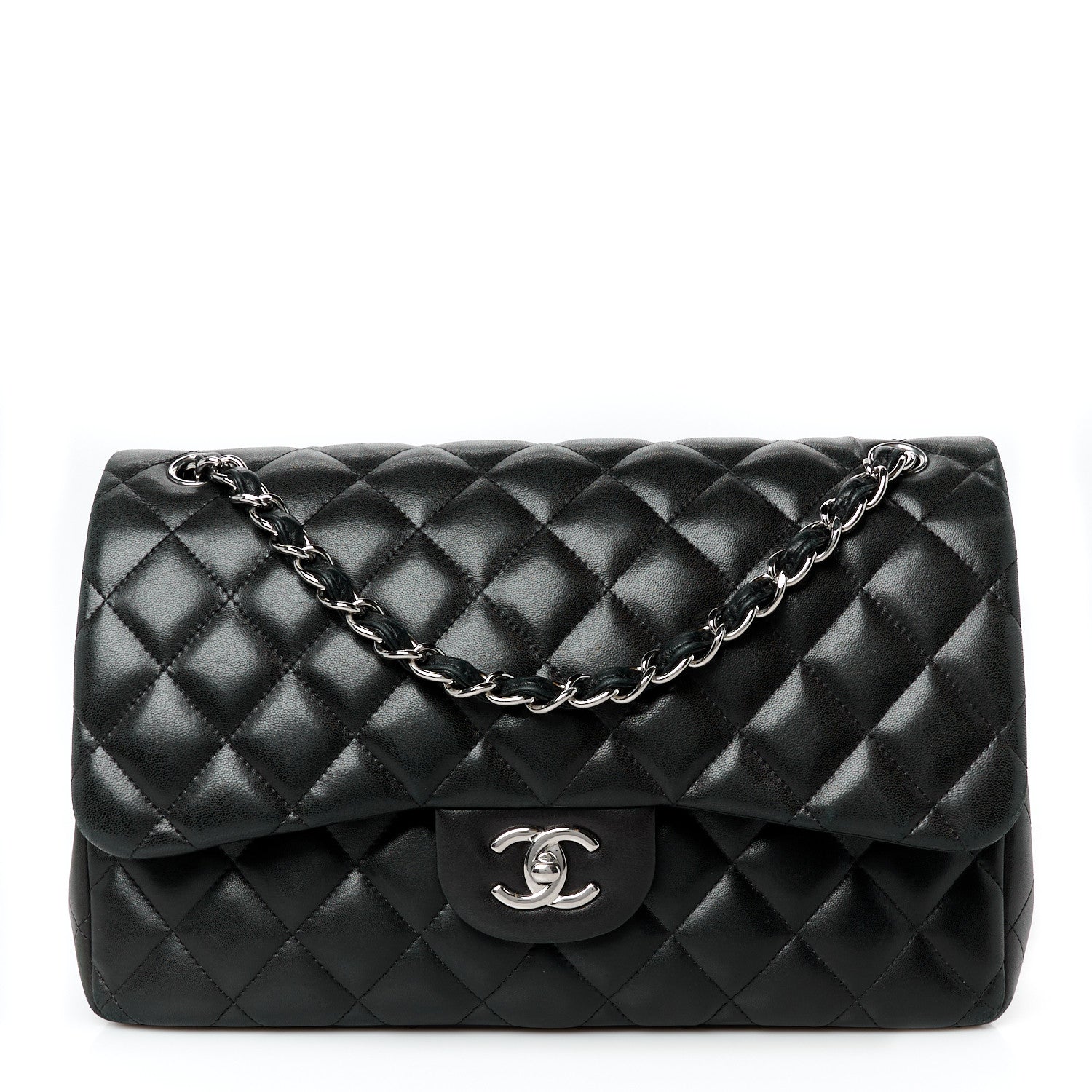 Chanel Lambskin Quilted Jumbo Double Flap Black 1 of 13