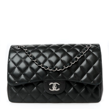 Chanel Lambskin Quilted Jumbo Double Flap Black 1 of 13