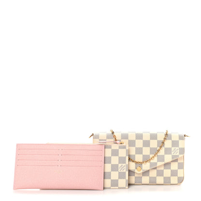 Louis Vuitton Damier Azur Pochette Felicie Chain Wallet Rose Ballerine 3 of 12