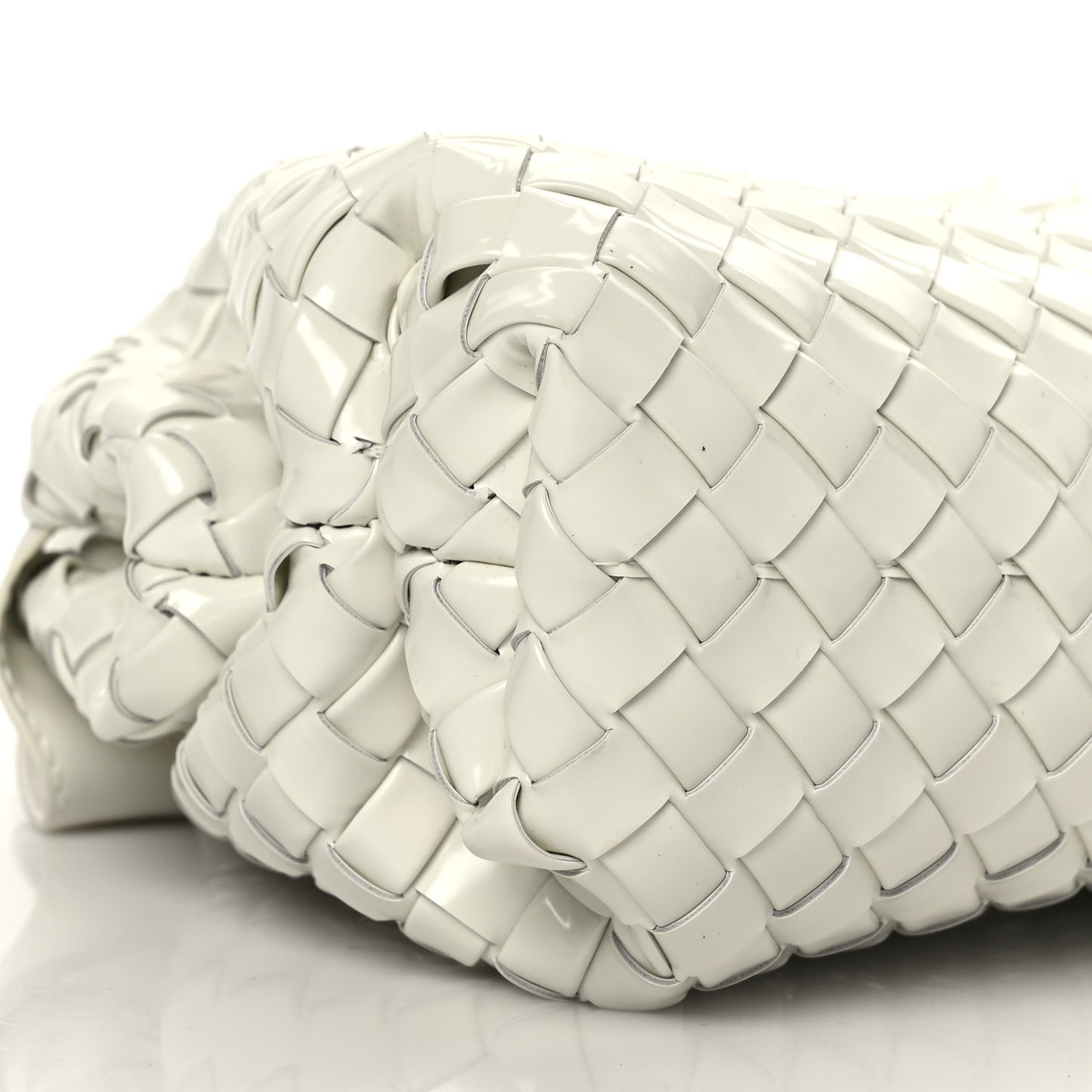 Patent Nappa Intrecciato Top Handle Shoulder Bag Chalk