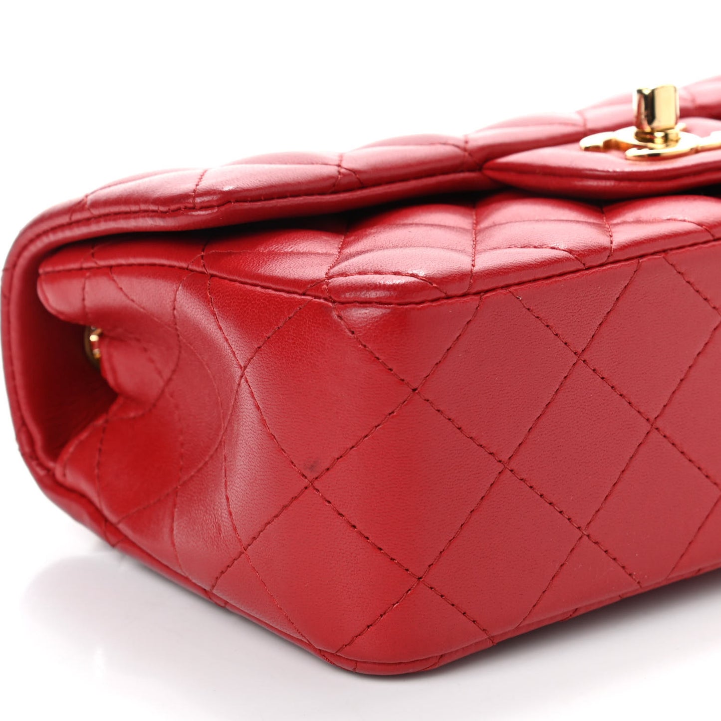 Lambskin Quilted Mini Rectangular Flap Red