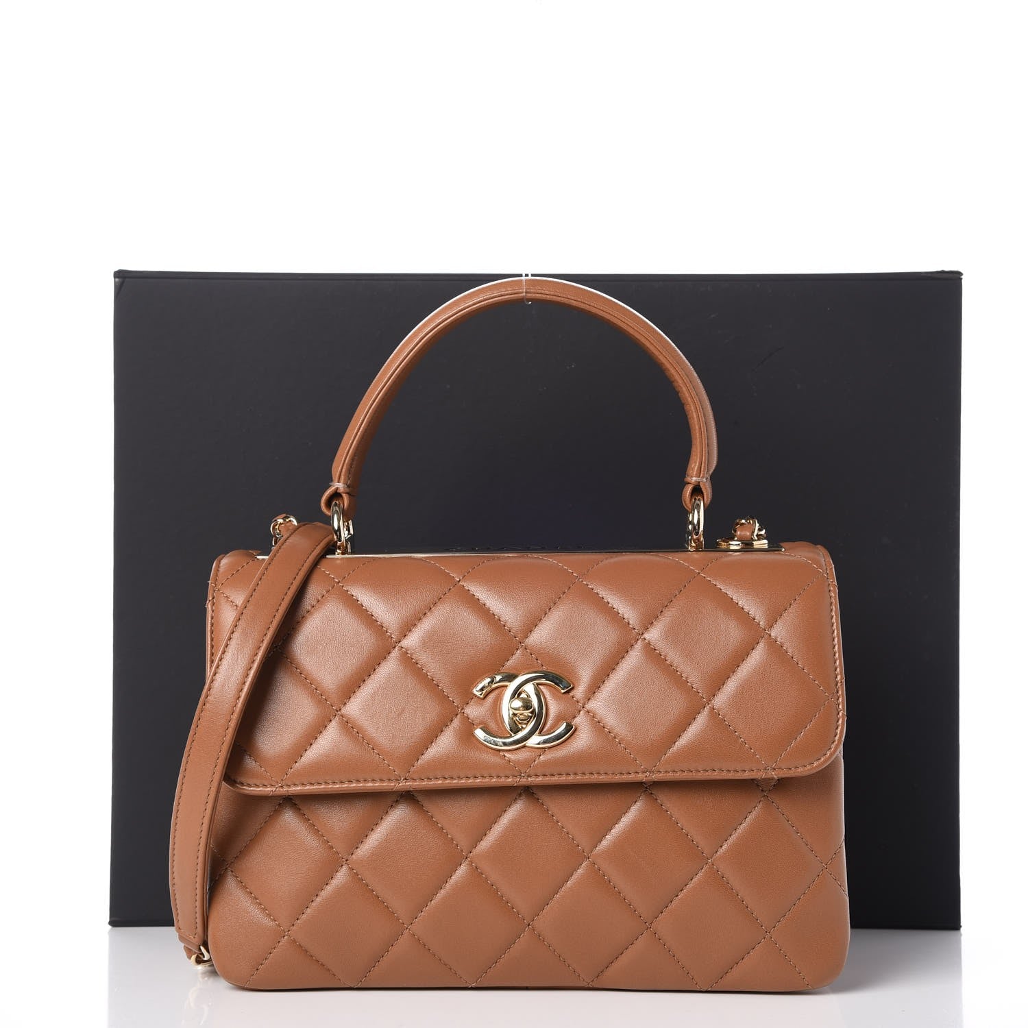 Chanel Lambskin Quilted Small Trendy CC Flap Dual Handle Bag Camel 9 of 9