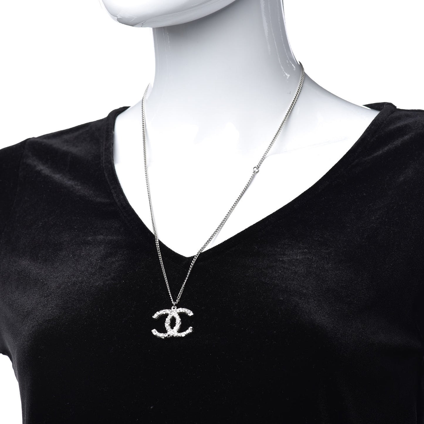 Crystal Large CC Necklace Silver