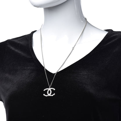 Chanel Crystal Large CC Necklace Silver 2 of 5