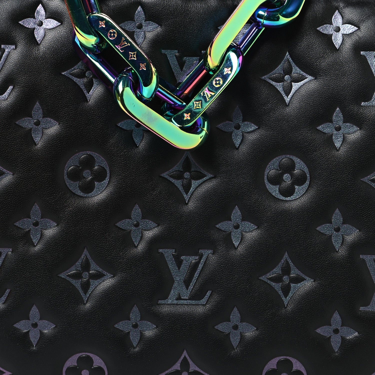 Louis Vuitton Lambskin Embossed Monogram LV Ski Coussin PM Black Multicolor 9 of 12