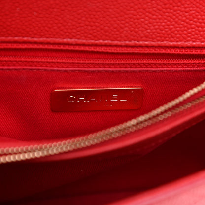 Chanel Grained Calfskin Small Stitched Flap Red 6 of 14
