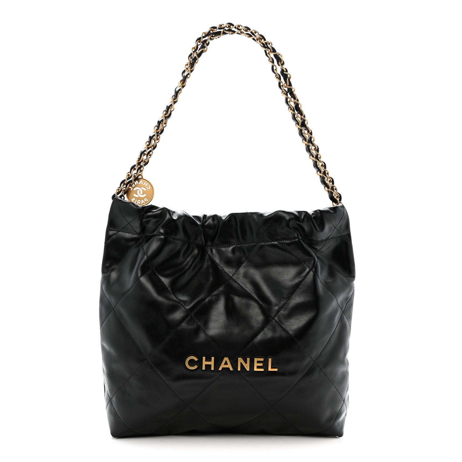 Chanel Shiny Calfskin Quilted Small Chanel 22 Black 1 of 11