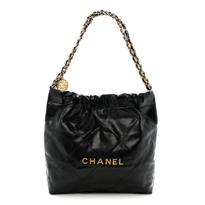 Chanel Shiny Calfskin Quilted Small Chanel 22 Black 1 of 11
