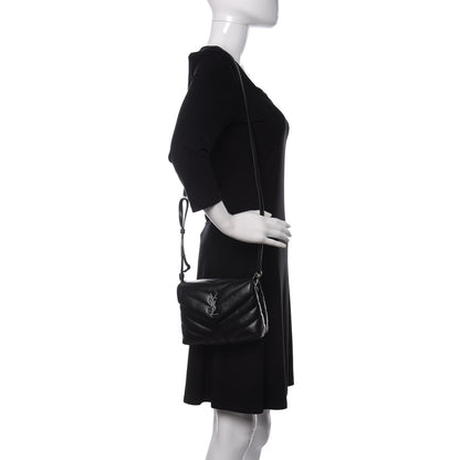 Saint Laurent Calfskin Y Quilted Monogram Toy Loulou Crossbody Bag Black 2 of 11