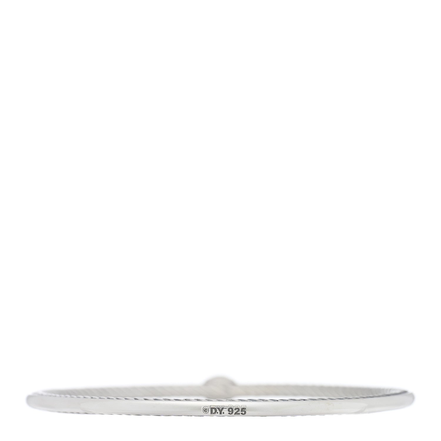 David Yurman Sterling Silver Diamond 3mm Oval Cable Bangle Bracelet 2 of 3