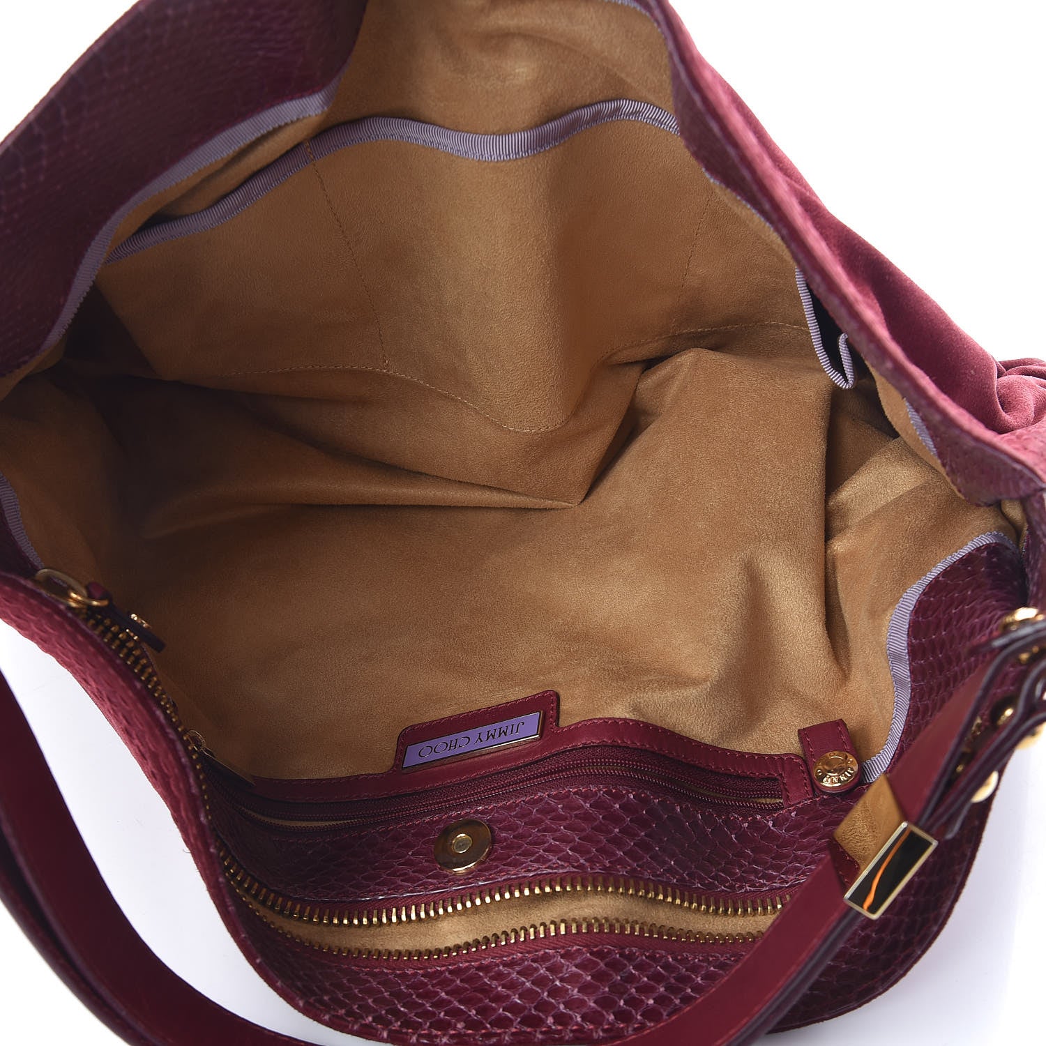 Chanel JIMMY CHOO Suede Watersnake Trim Alex Hobo Bag Red 5 of 9
