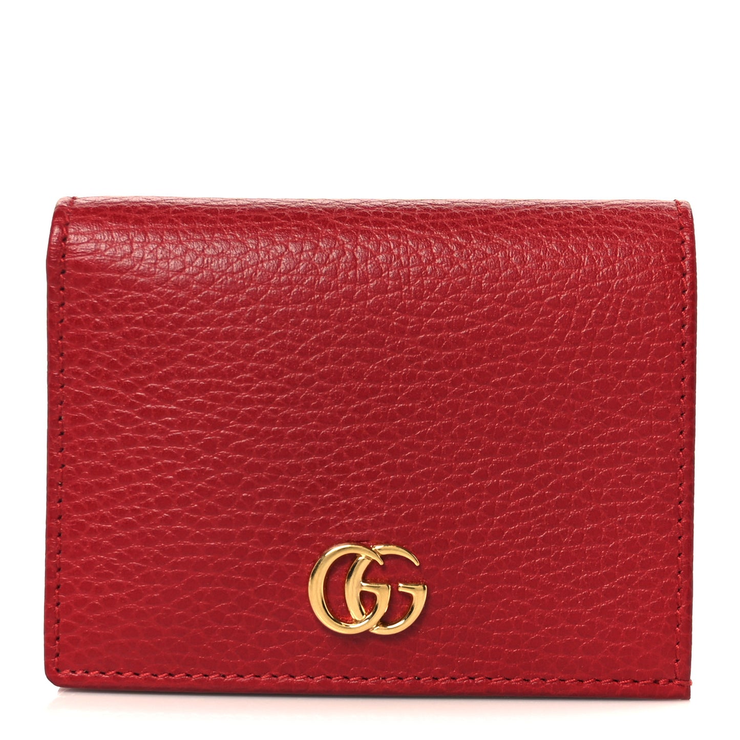 Dollar Calfskin GG Marmont Card Case Hibiscus Red