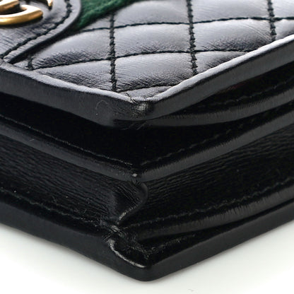 Gucci Calfskin Web Trapuntata GG Marmont Card Case Wallet Black 9 of 10