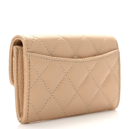 Chanel Caviar Quilted Flap Card Holder Wallet Beige 3 of 8