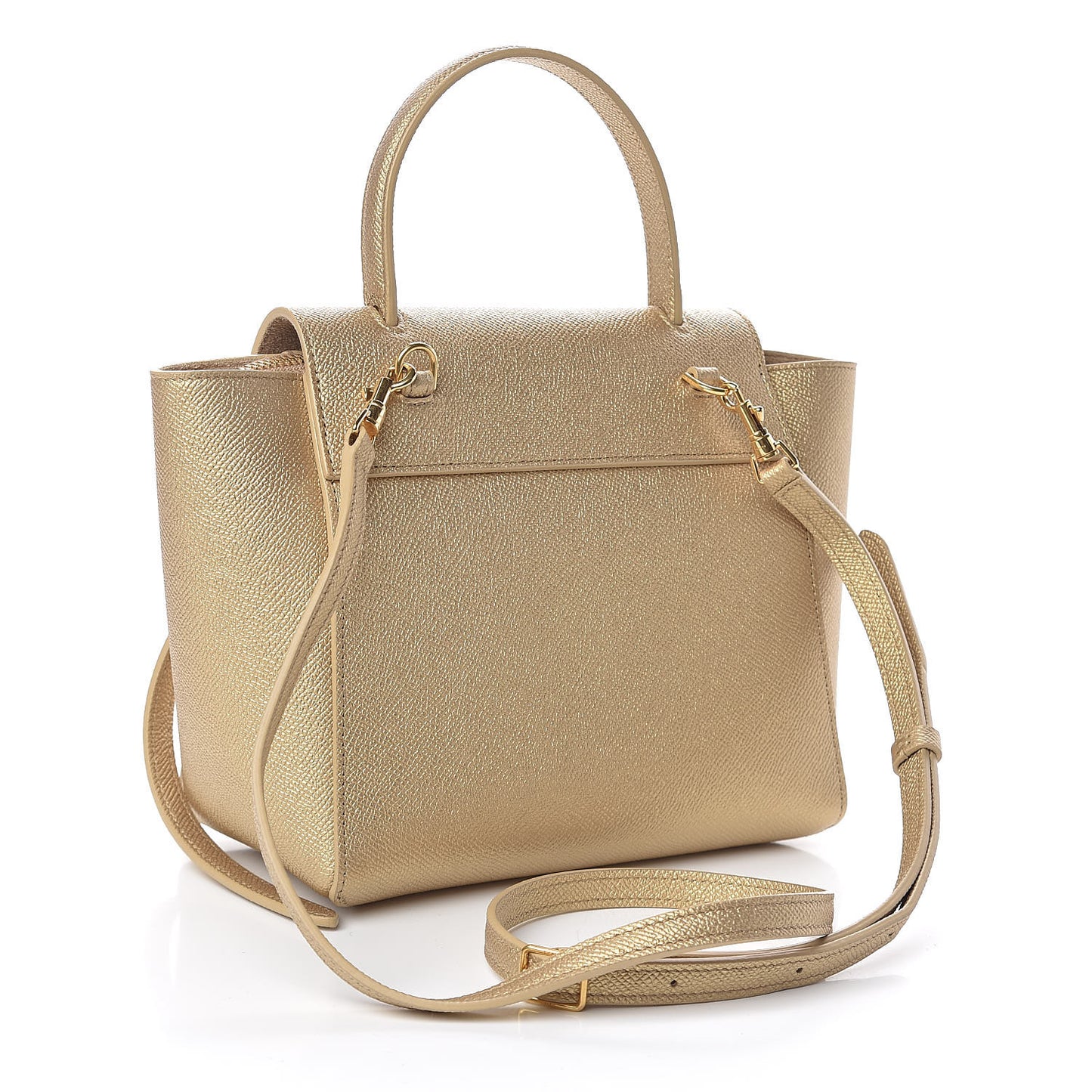 Laminated Calfskin Nano Belt Bag Gold