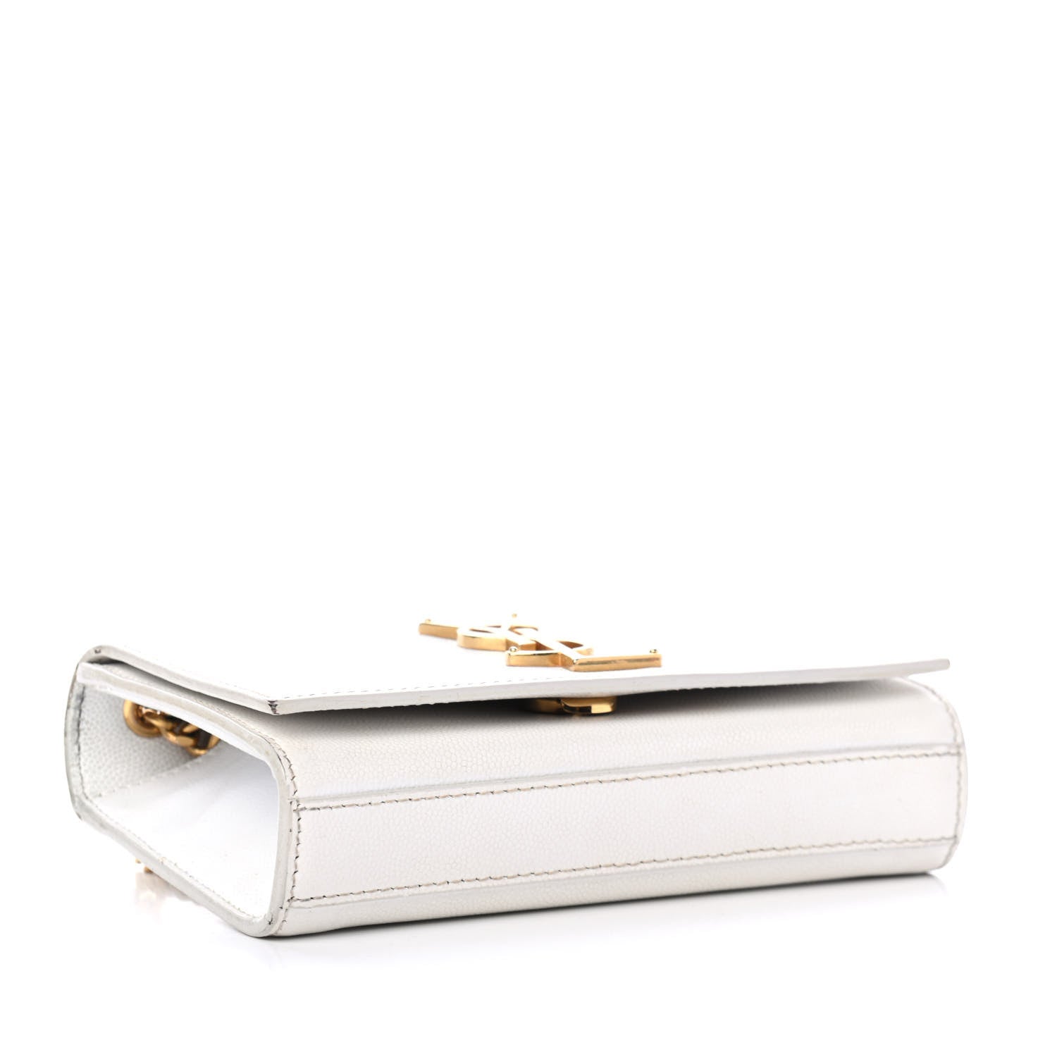 Saint Laurent Grain De Poudre Small Monogram Kate Satchel Optical White 3 of 5