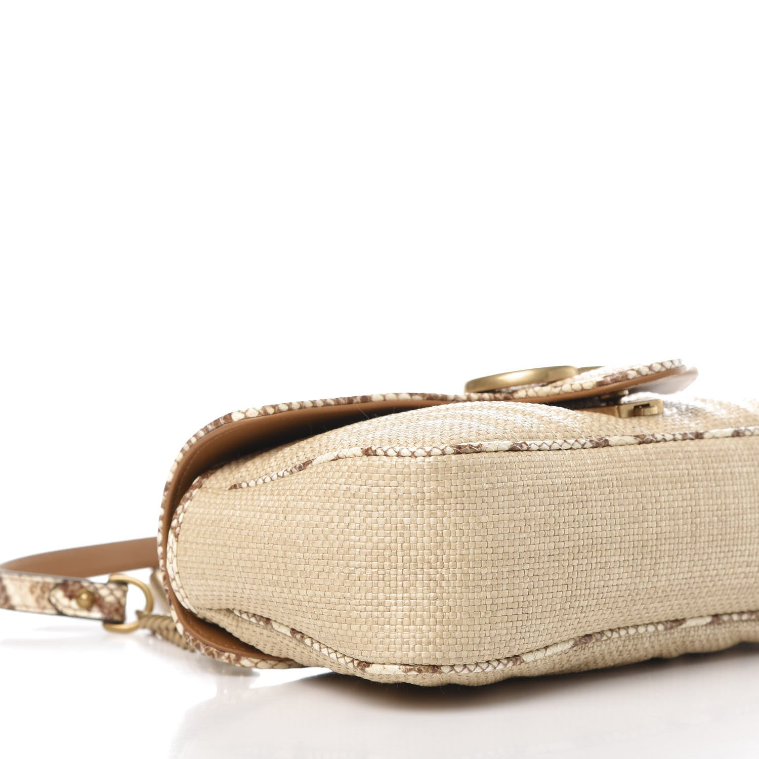 Gucci Raffia Elaphe Matelasse Small GG Marmont Shoulder Bag Natural Cream Brown 6 of 11