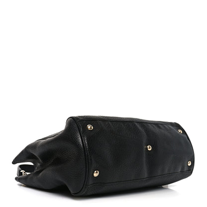 Gucci Pebbled Calfskin Medium Bamboo Shopper Tote Black 4 of 10