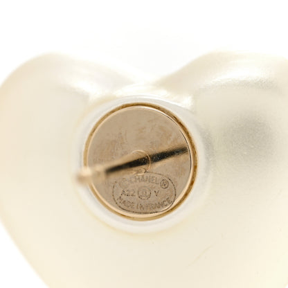 Chanel Pearl Crystal CC Heart Earrings Gold 4 of 4