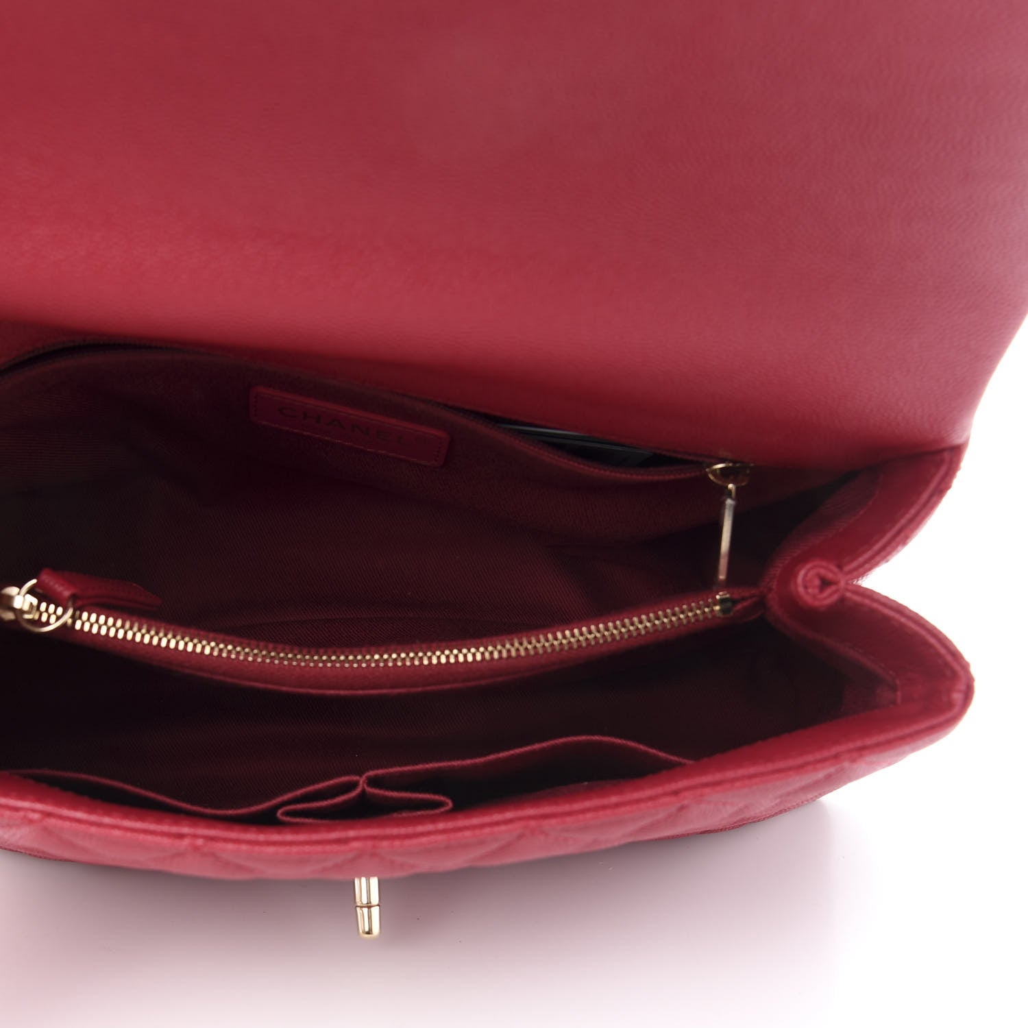 Chanel Caviar Quilted Small Coco Handle Flap Dark Pink 5 of 12