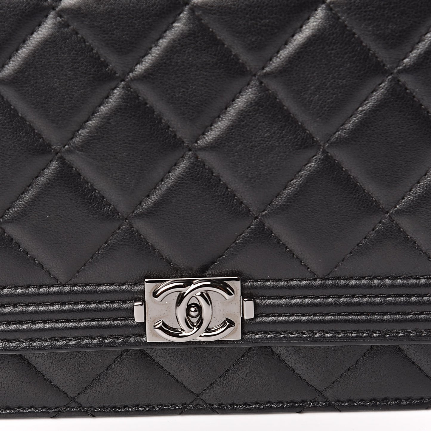 Lambskin Quilted Boy Wallet On Chain WOC Black
