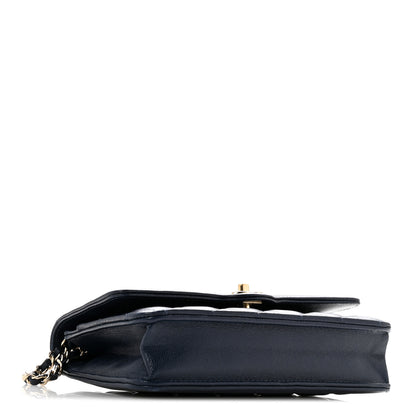 Chanel Lambskin Quilted Hold The Line Wallet On Chain WOC Dark Blue 4 of 14