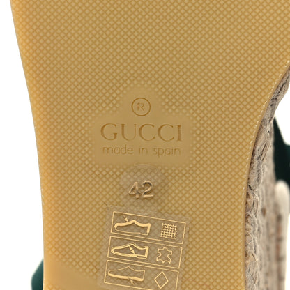 Gucci Canvas Malaga Kid Web Ankle Wrap Espadrille Wedge Sandals Mystic 42 Green Red Mystic White Emerald 7 of 10