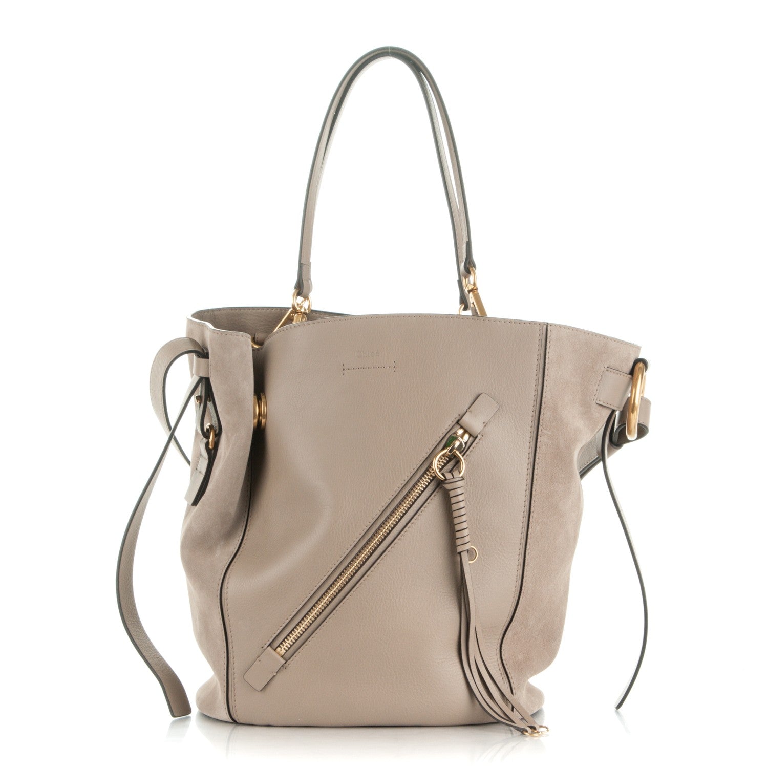 Chloe Smooth Suede Calfskin Medium Myer Double Carry Bag Motty Grey 1 of 7