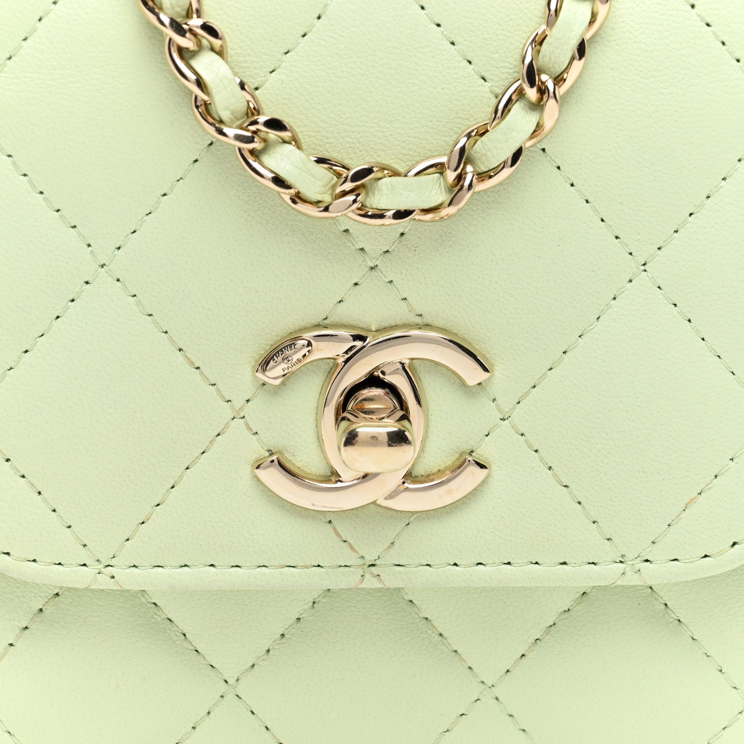 Chanel Lambskin Quilted Mini Trendy CC Chain Wallet Sea Green 10 of 11