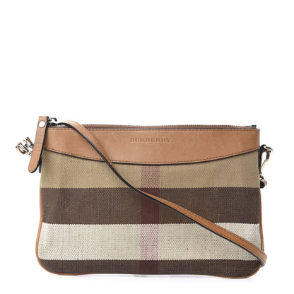 Burberry Mega Check Peyton Crossbody Clutch Bag Saddle Brown 1 of 11