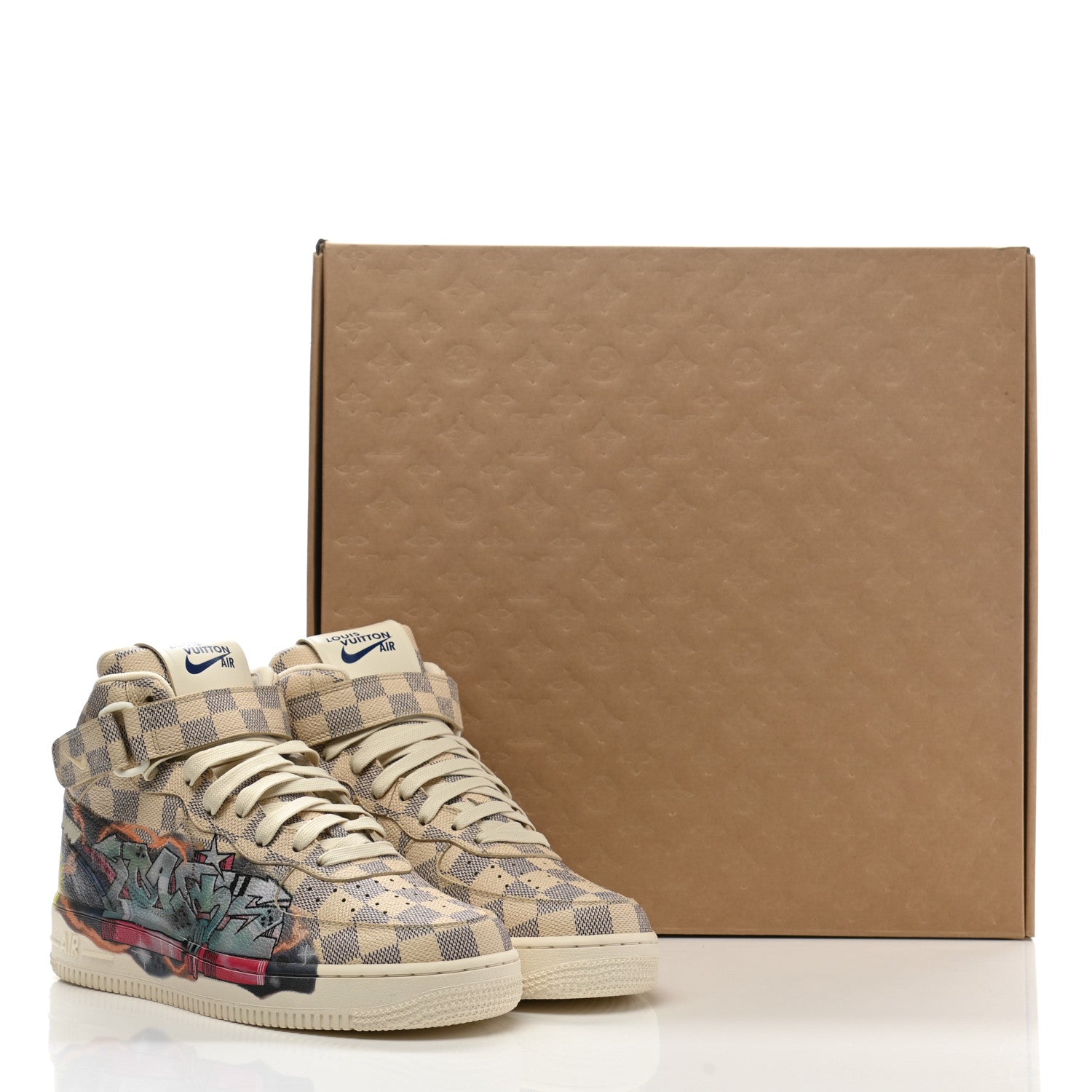 Louis Vuitton X NIKE Damier Azur Mens Air Force 1 High Top Sneakers 7.5 White 11 of 11