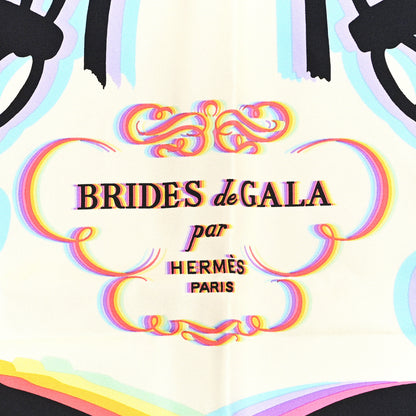 Hermes Silk Brides De Gala Shadow Scarf 90 Creme Black Rose Fluo 2 of 3