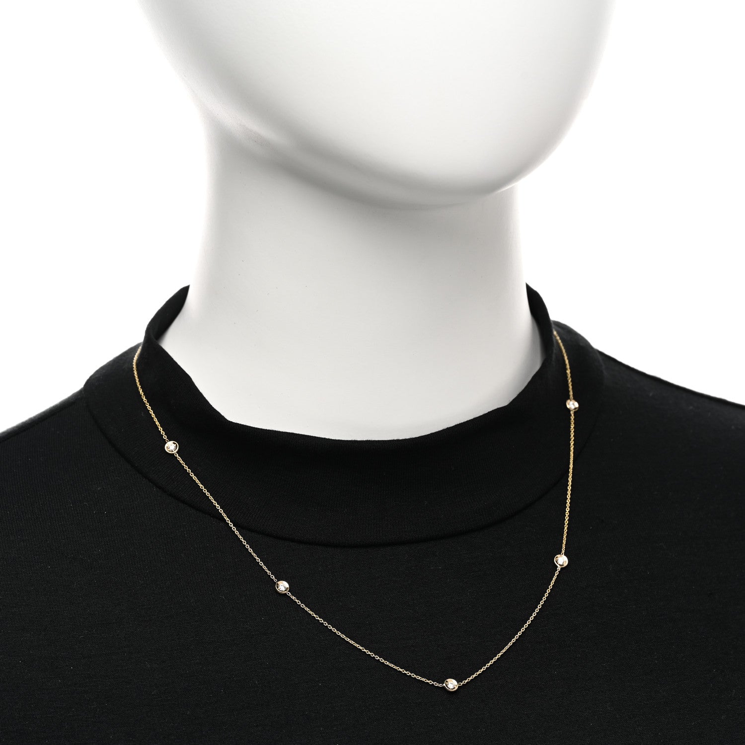 Roberto Coin 18K Yellow Gold Diamond .23ctw Diamonds By The Inch Five Station Necklace 2 of 4