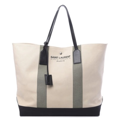 Saint Laurent Canvas Beach Shopping East West Tote Ecru 1 of 10