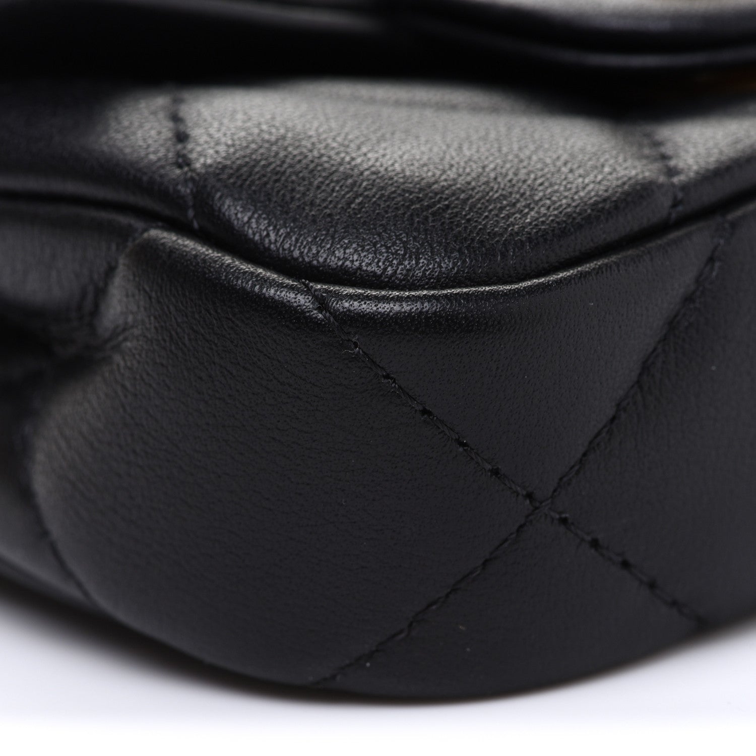Chanel Calfskin Quilted Lady Handle Flap Card Holder With Chain Black 10 of 13