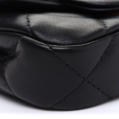 Chanel Calfskin Quilted Lady Handle Flap Card Holder With Chain Black 10 of 13
