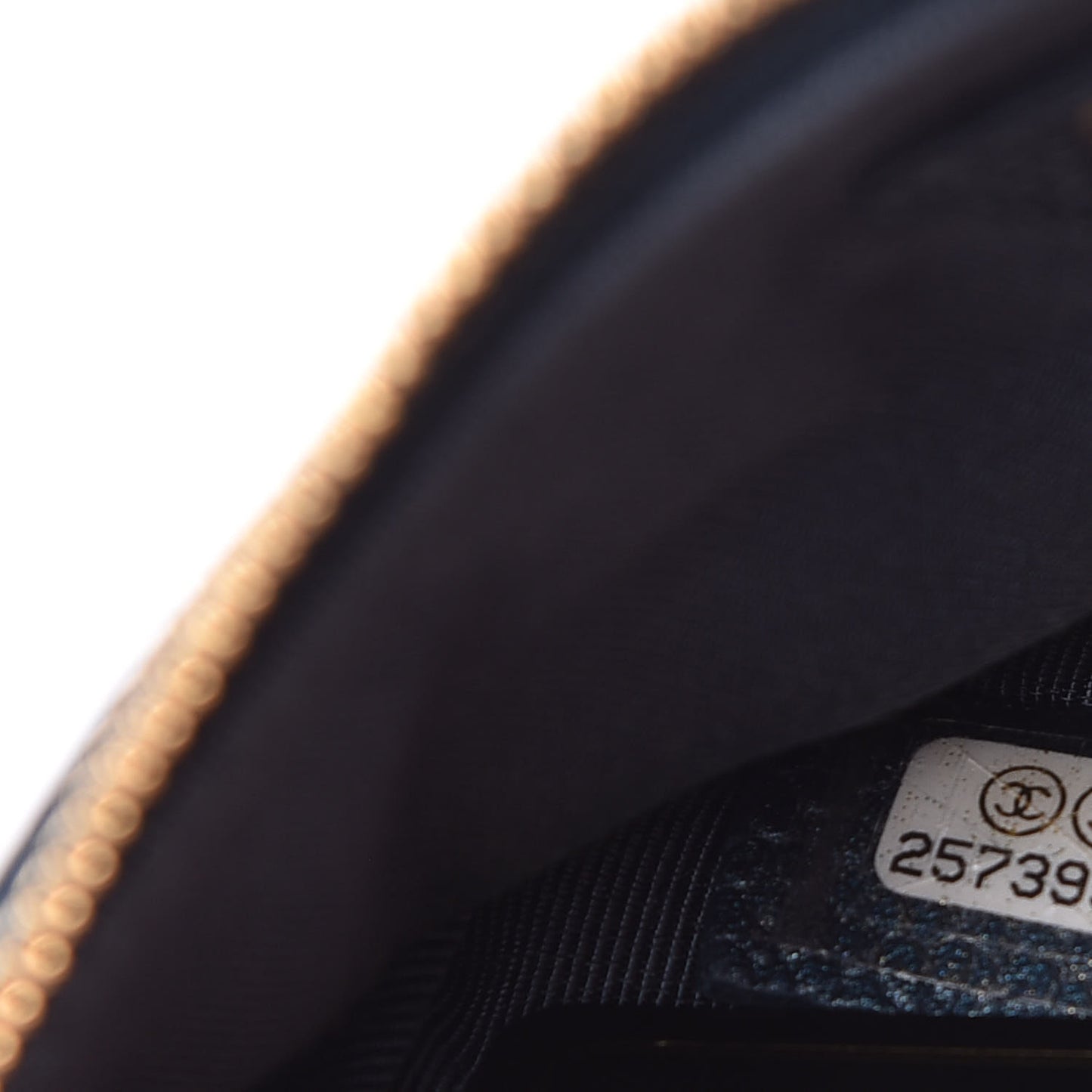 Metallic Caviar Quilted Small Cosmetic Case Dark Blue